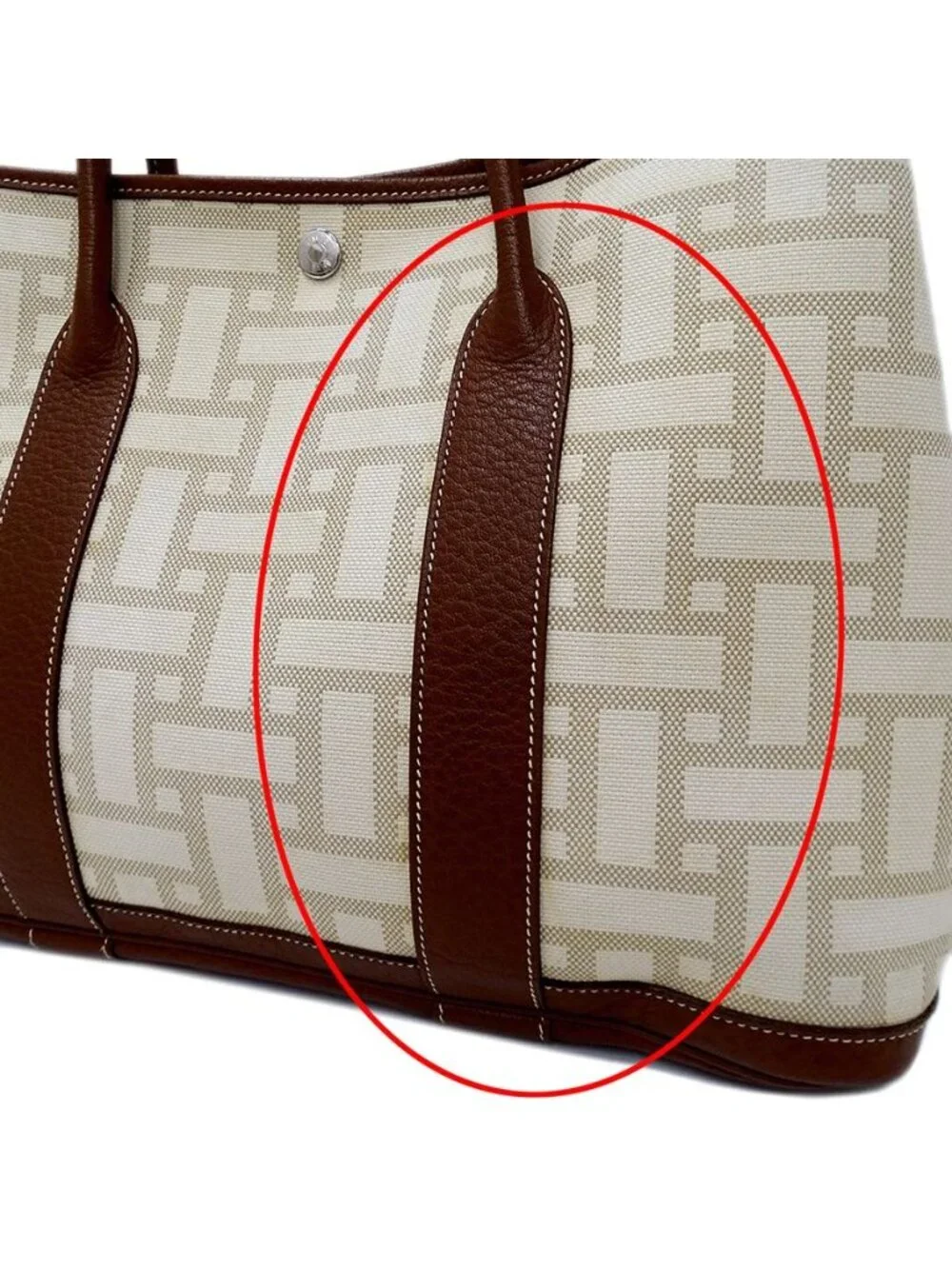 Hermes Tote Handbag Garden Party PM Twal Mosaic Brown Silver